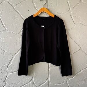 Talbots Black Cropped Cardigan Size L Soft Knit Classic Layer